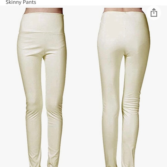 White faux leather leggings! BRAND NEW size Small/ Medium!! Still in package! - Picture 2 of 3
